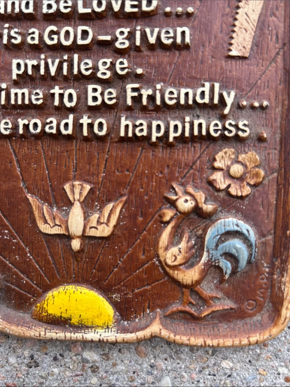 Vintage Take Time Wall Plaque - Brown with Yellow Accent